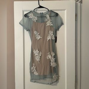 Lovers + Friends Lace Appliqué fitted dress